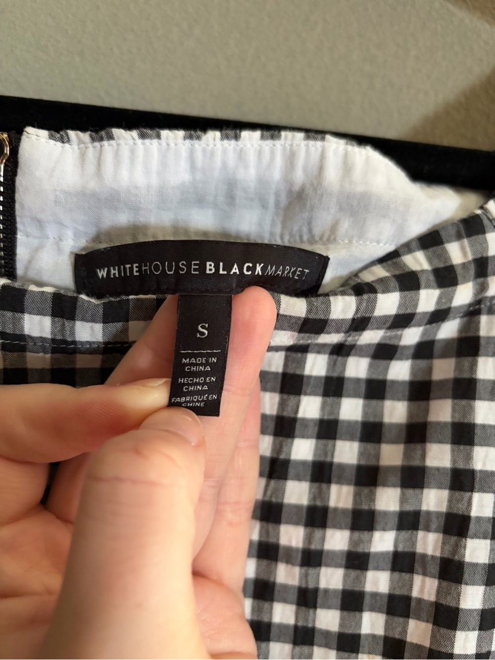 WHBM Blouse White House Black Market Gingham Square Neck Bell Sleeve Cottagecore - Picture 7 of 14